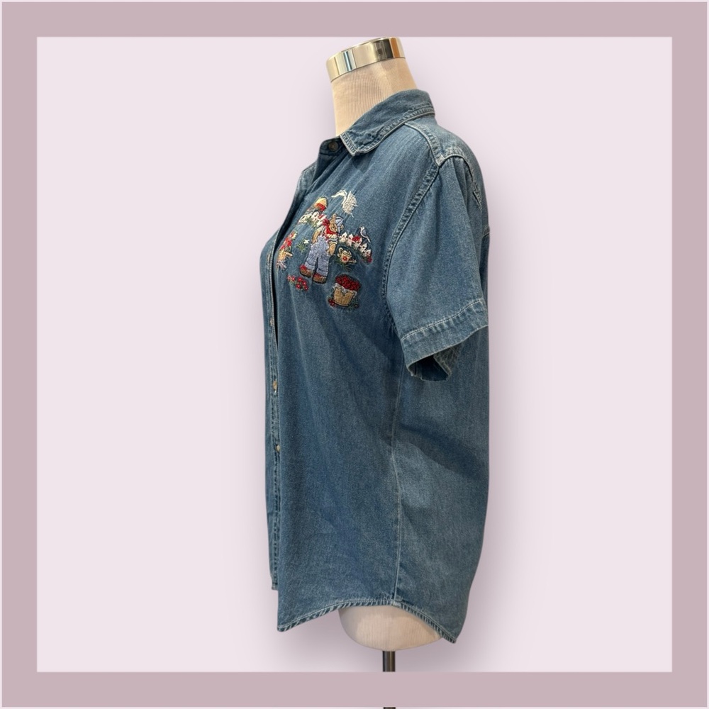 Vintage Cabin Creek Denim Embroidered Button Down Shirt - Picture 3 of 7